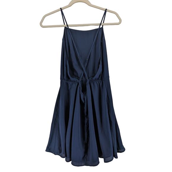 Forever 21 Sundress L Navy Blue Juniors Mini Sleeveless Crisscross Back Dress - Picture 3 of 9
